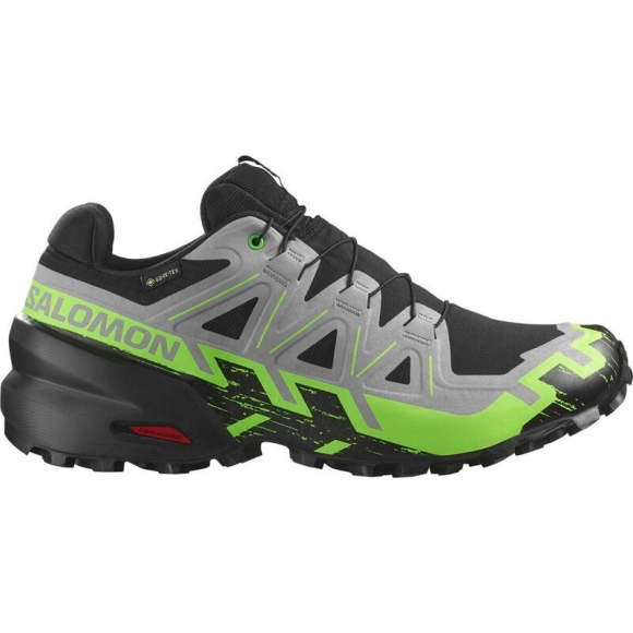 Salomon Herren Trailrunningschuhe SHOES SPEEDCROSS 6 GTX - Schwarz/Legierung/Grüner Gecko