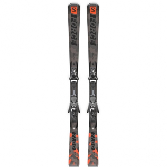 Salomon Herren All-Mountain Ski SKI SET E - Schwarz/Neonkoralle/Castelrock
