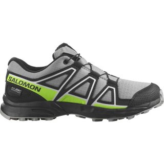 Salomon Kinder Trekkinghalbschuhe SHOES SPEEDCROSS WP J - Legierung/Schwarz/Grüner Gecko