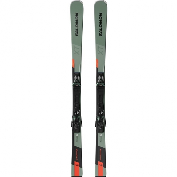 Salomon Herren All-Mountain Ski E - Ölgrün/Schwarz/Neonrot