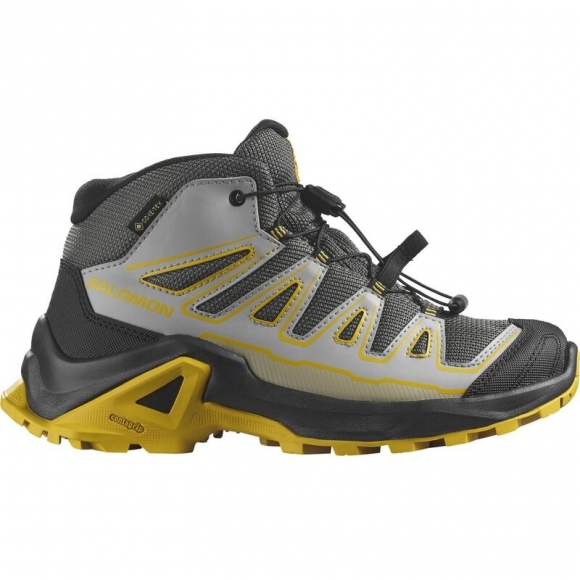 Salomon Kinder Trekkingstiefel SHOES X ULTRA MID GTX J - Castlerock/Schwarz/Scharfer Senf