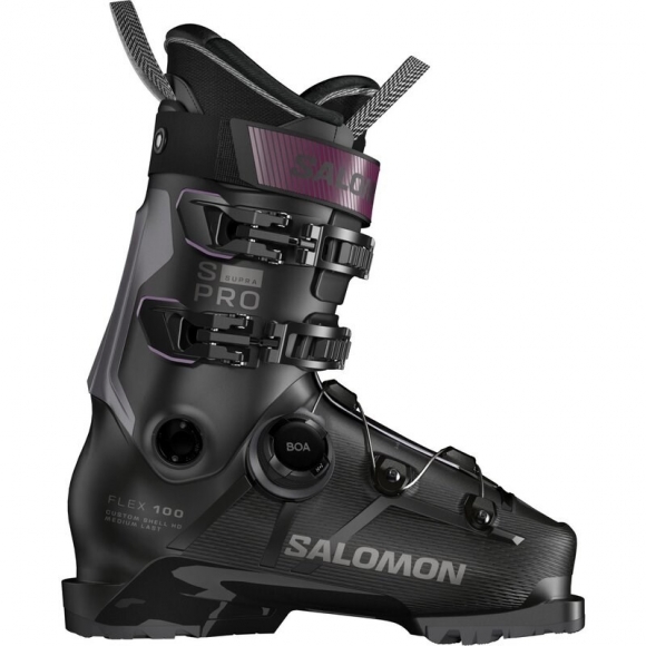 Salomon Herren Ski-Schuhe ALP. BOOTS - Schwarz/Dunkelgrau Metallic/Burgunderrot Metallic