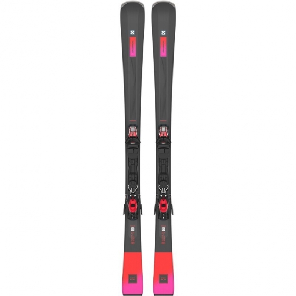 Salomon Damen All-Mountain Ski E - Schwarz/Rot/Zuckerpflaume