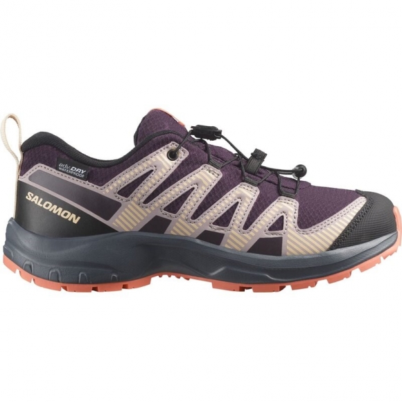 Salomon Kinder Trekkinghalbschuhe SHOES XA PRO V8 WP J - Pflaumenkätzchen/Turbulenz/Fusionskoralle