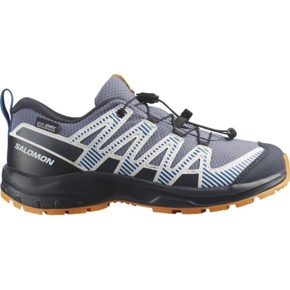 Salomon Kinder Trekkinghalbschuhe SHOES XA PRO V8 WP J - Grisaille/Dunkelblau/Kurkuma