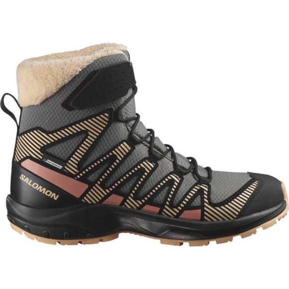 Salomon Kinder Stiefel SHOES XA PRO V8 WINTER CSWP J - Zinn/Schwarz/Pfirsichflaum