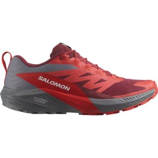 Salomon Herren Trailrunningschuhe SHOES SENSE RIDE 5 Quiet - Stiller Schatten/Fahrradrot/Mohn Rot