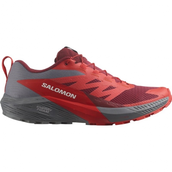 Salomon Herren Trailrunningschuhe SHOES SENSE RIDE 5 Quiet - Stiller Schatten/Fahrradrot/Mohn Rot