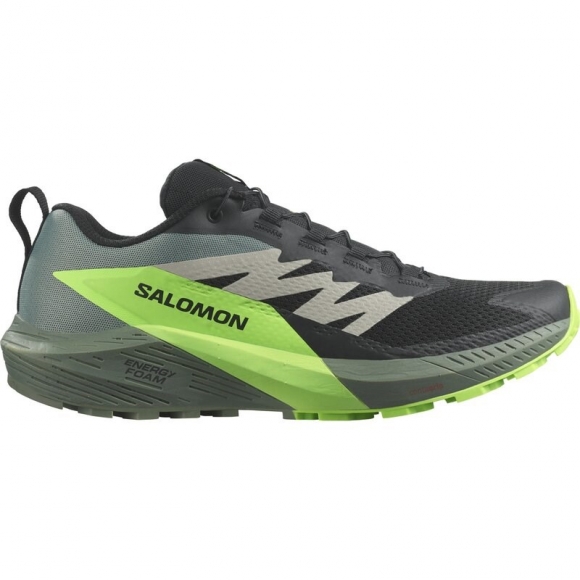 Salomon Herren Trailrunningschuhe SHOES SENSE RIDE 5 - Schwarz/Lorbeerkranz/Grüner Gecko