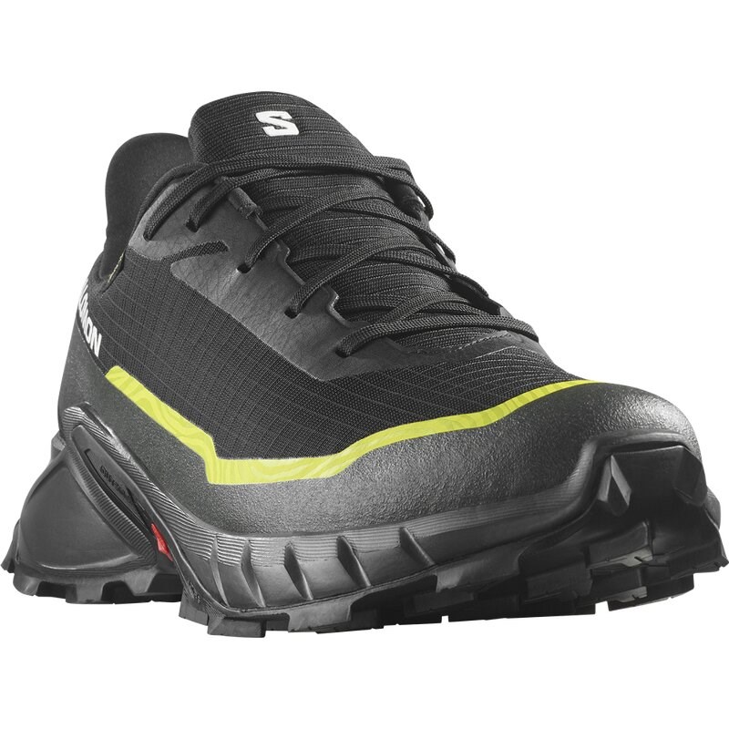 Salomon Herren Trailrunningschuhe SHOES ALPHACROSS 5 GTX - Schwarz/Torf/Schwefelquelle