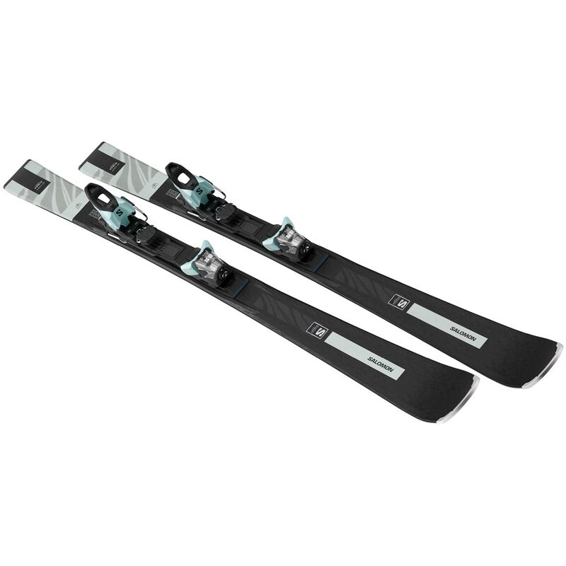 Salomon Damen All-Mountain Ski E - Schwarz/Weißmoos Metallic