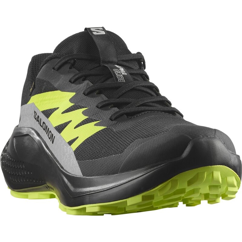 Salomon Herren Trailrunningschuhe SHOES ALPHAGLIDE GTX - Schwarz/Legierung/Scharfes Grün
