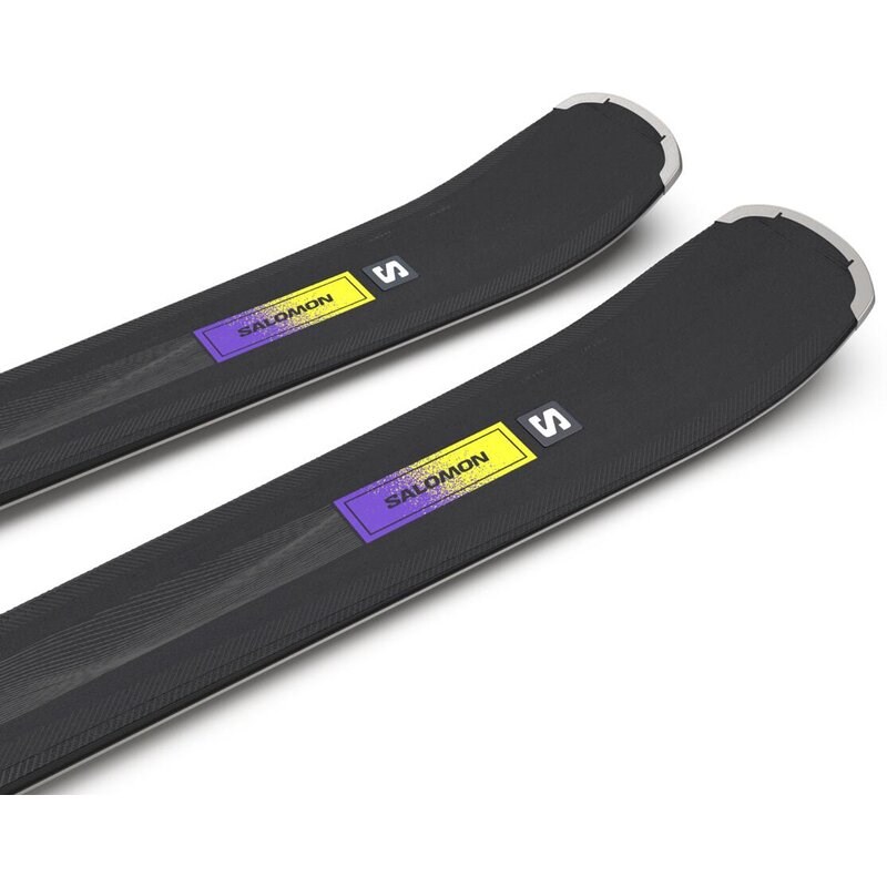 Salomon Damen All-Mountain Ski E - Schwarz/Säuregrün/Dunkelviolett