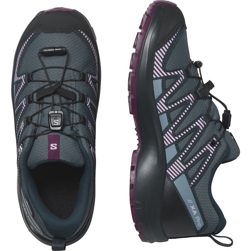 Salomon Kinder Multifunktionsschuhe SHOES XA PRO V8 WP J - Neptun/Kohlenstoff/Pflaumen-Caspia