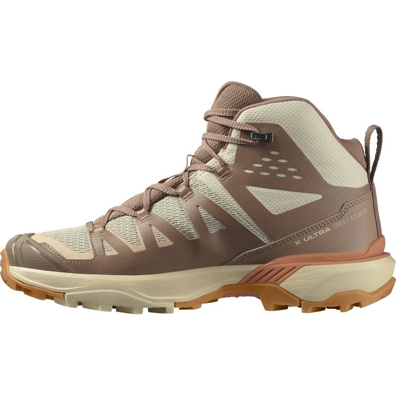 Salomon Damen Trekkingstiefel SHOES X ULTRA 360 EDGE MID GTX W - Mürbeteigbrot/Rohe Umbra/Prärie-Sonnenuntergang
