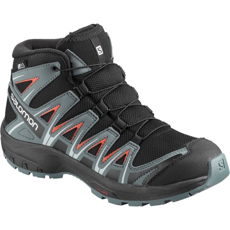 Salomon Kinder Schuhe XA PRO 3D MID CSWP J - Schwarz/Stürmisches Wetter/Kirschtomate