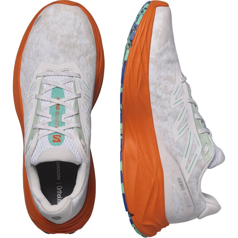 Salomon Herren Laufschuhe SHOES AERO GLIDE 2 - Weiß/Kirschtomate/Elektrisches Grün