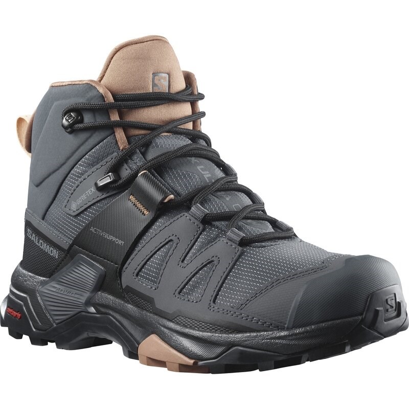Salomon Damen Multifunktionsstiefel Damen Wanderstiefel X ULTRA 4 Mid - Ebenholz/Mokka-Mousse/Mandelcreme