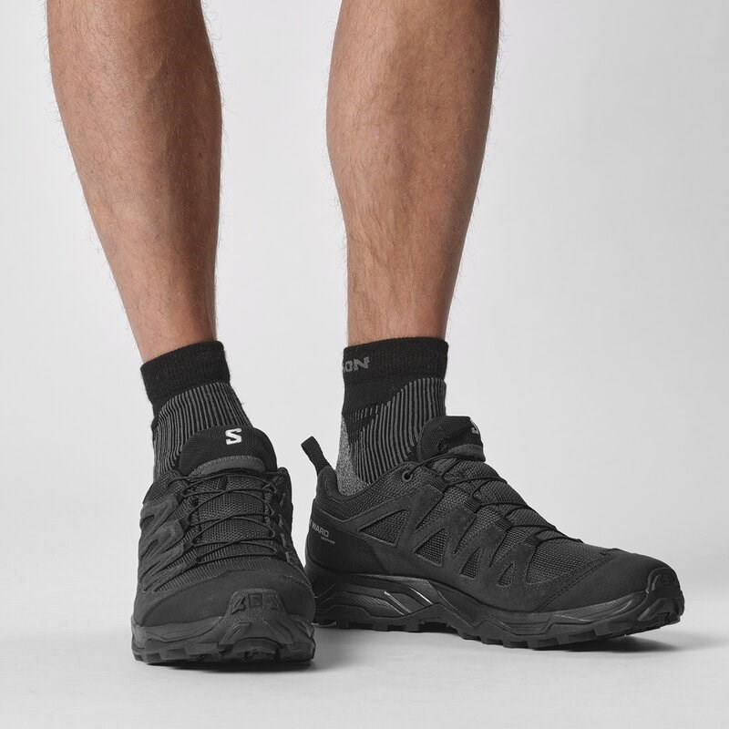 Salomon Herren Multifunktionsschuhe SHOES X WARD LEATHER GTX - Schwarz/Schwarz/Schwarz