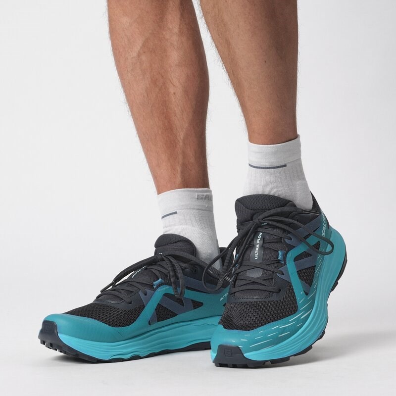 Salomon Herren Trailrunningschuhe SHOES ULTRA FLOW - Kohlenstoff/Tahitianische Flut/Tiefseetauchen