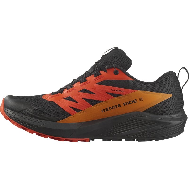Salomon Herren Trailrunningschuhe SHOES SENSE RIDE 5 GTX - Schwarz/Scharlachroter Ibis/Kurkuma