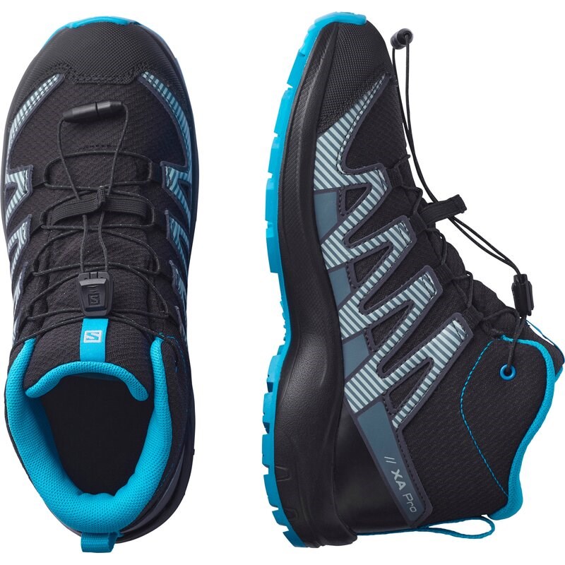 Salomon Kinder Trekkingstiefel SHOES XA PRO V8 MID CSWP J - Schwarz/Monument/Hawaiianischer Ozean