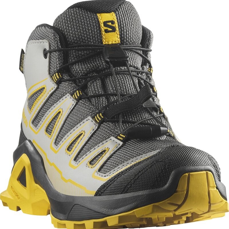 Salomon Kinder Trekkingstiefel SHOES X ULTRA MID GTX J - Castlerock/Schwarz/Scharfer Senf