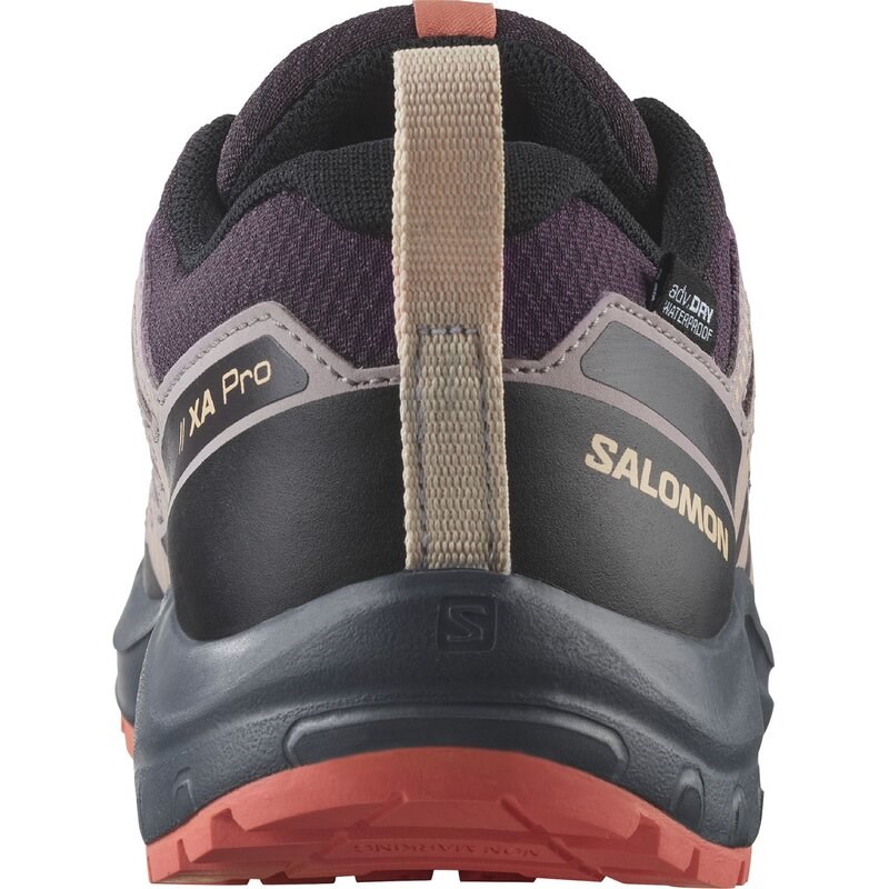 Salomon Kinder Trekkinghalbschuhe SHOES XA PRO V8 WP J - Pflaumenkätzchen/Turbulenz/Fusionskoralle