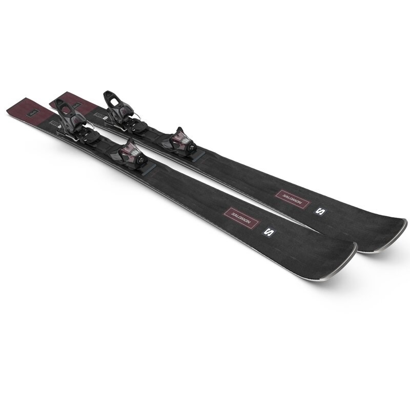 Salomon Damen All-Mountain Ski E - Schwarz/Cordovan Metallic/Silber Metallic