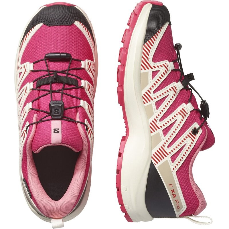 Salomon Kinder Trekkinghalbschuhe SHOES XA PRO V8 WP J - Rotrot/Vanilleeis/Flamingorosa
