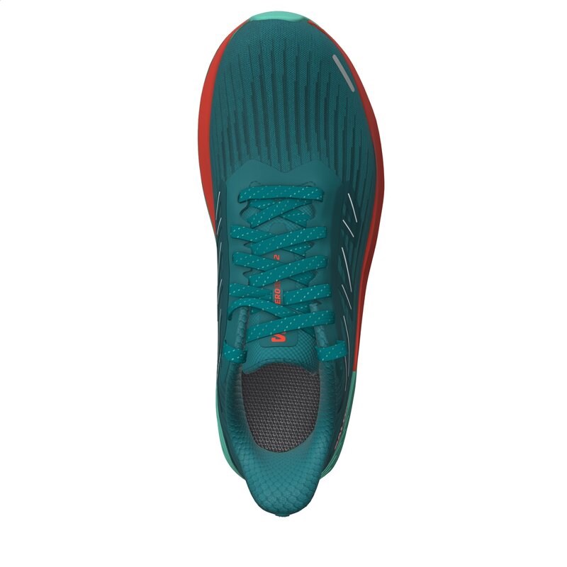 Salomon Herren Laufschuhe SHOES AERO BLAZE 2 - Tiefer See/Kirschtomate/Elektrisches Grün