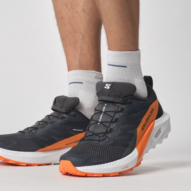 Salomon Herren Trailrunningschuhe SHOES SENSE RIDE 5 GTX - Tusche/Kohlenstoff/Drachenfeuer