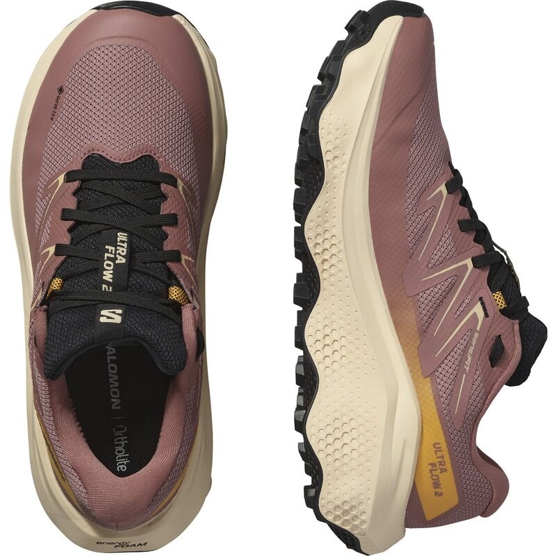 Salomon Damen Trailrunningschuhe SHOES ULTRA FLOW 2 GTX W - Wurzelholz/Zarter Pfirsich/Warme Aprikose