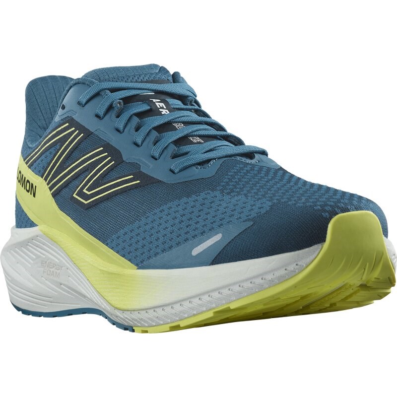 Salomon Herren Laufschuhe SHOES AERO BLAZE WIDE Blue - Blaue Asche/Sonnenlimette/Dunkelsaphir