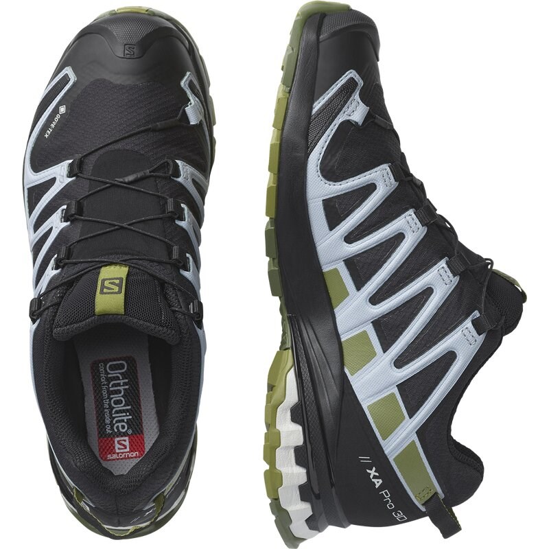 Salomon Damen Trailrunningschuhe SHOES XA PRO 3D v8 GTX W - Schwarz/Grünes Moos/Zenblau
