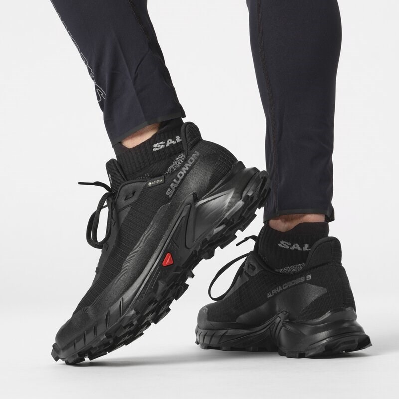 Salomon Herren Trailrunningschuhe SHOES ALPHACROSS 5 GTX - Schwarz/Schwarz/Ebenholz