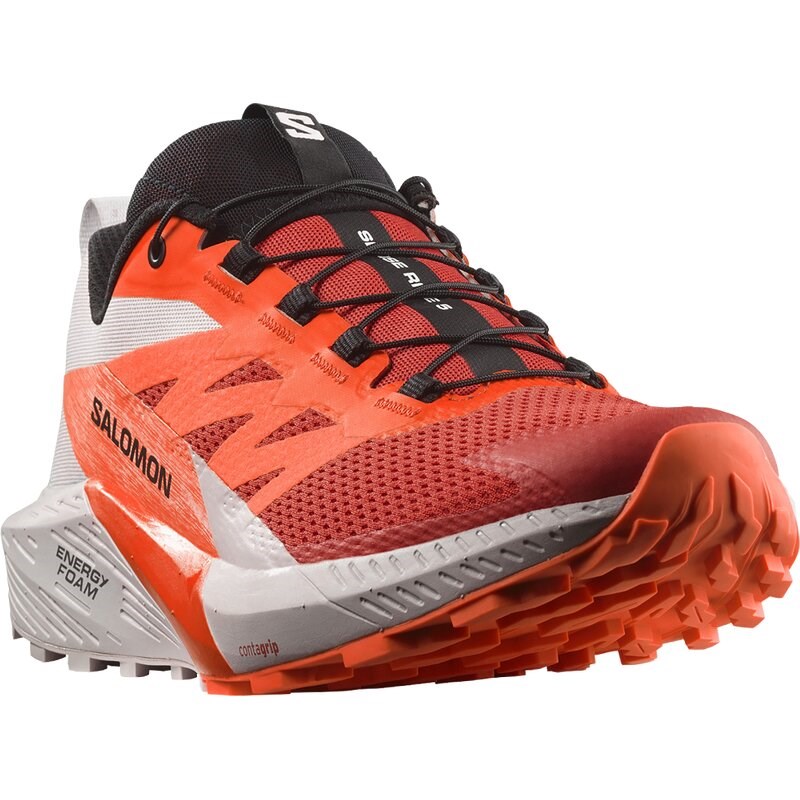 Salomon Herren Trailrunningschuhe SHOES SENSE RIDE 5 - Mondfelsen/Schockorange/Feuriges Rot