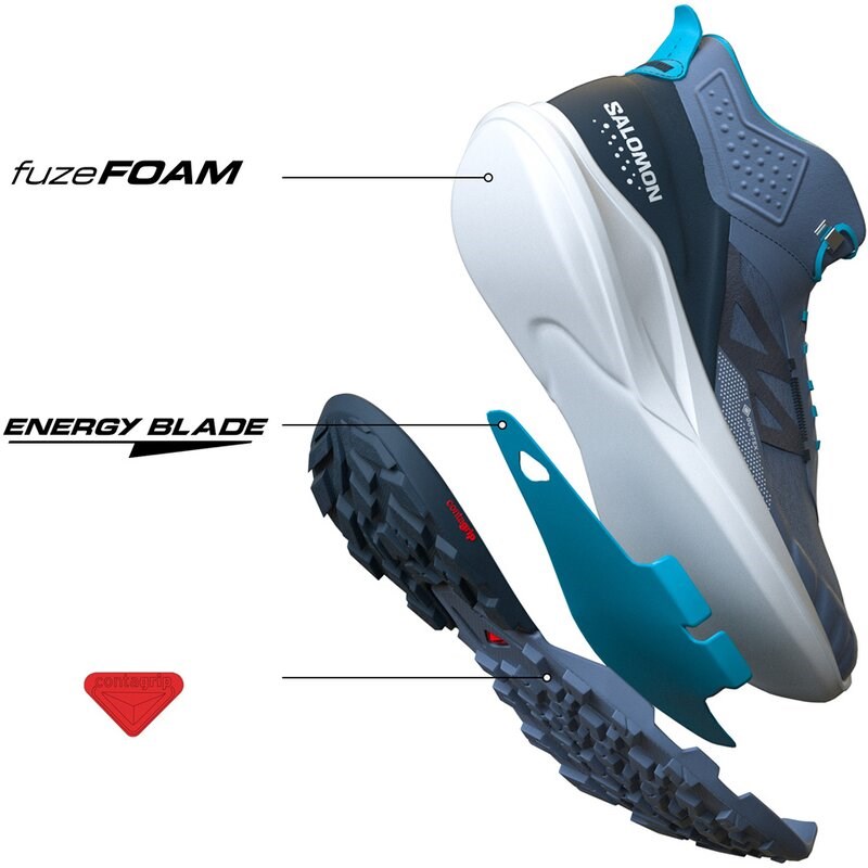 Salomon Herren Multifunktionsstiefel SHOES OUTpulse Mid GTX China - Chinablau/Kohlenstoff/Mondgestein