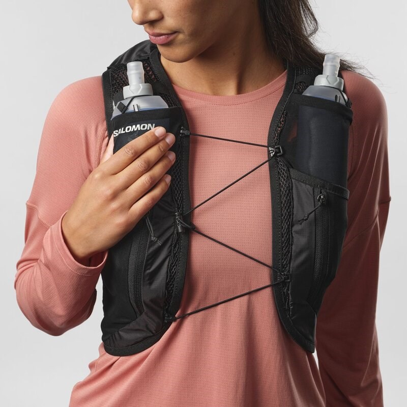 Salomon Rucksack ACTIVE SKIN 12 Women SET - SCHWARZ/METALL