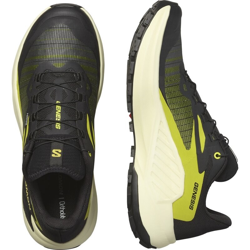 Salomon Herren Trailrunningschuhe SHOES GENESIS - Schwarz/Schwefelquelle/Transparentes Gelb