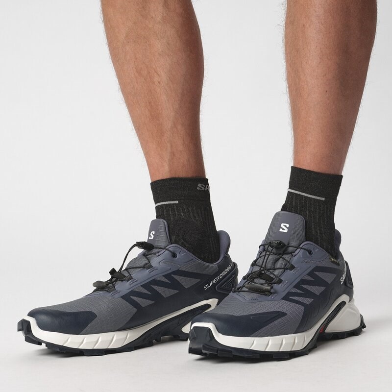 Salomon Herren Trailrunningschuhe SHOES SUPERCROSS 4 GTX - Grisaille/Weiß/Carbon