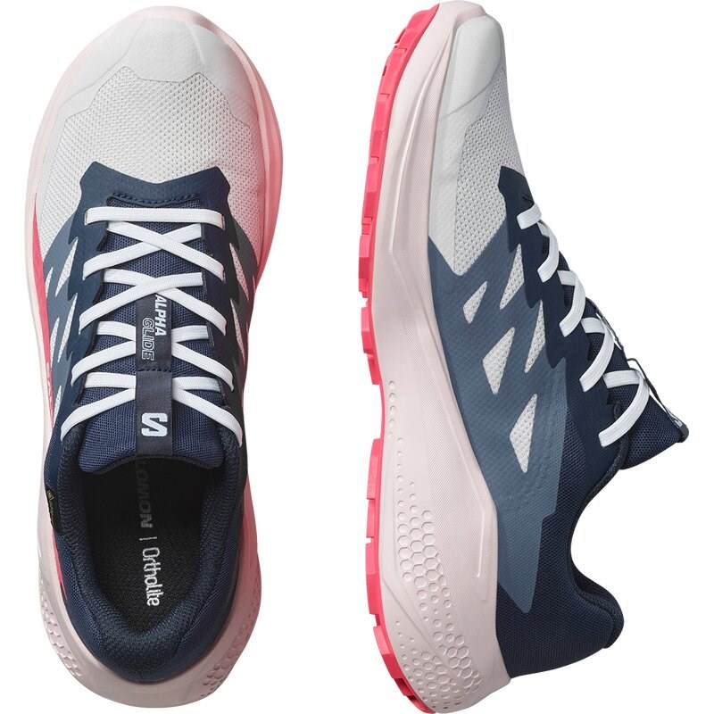 Salomon Damen Trailrunningschuhe SHOES ALPHAGLIDE GTX W - Mondfelsen/Blaue Nächte/Rotrot