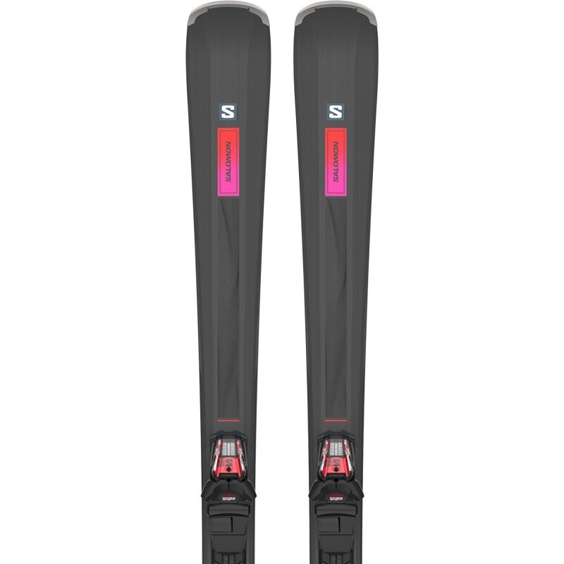 Salomon Damen All-Mountain Ski E - Schwarz/Rot/Zuckerpflaume