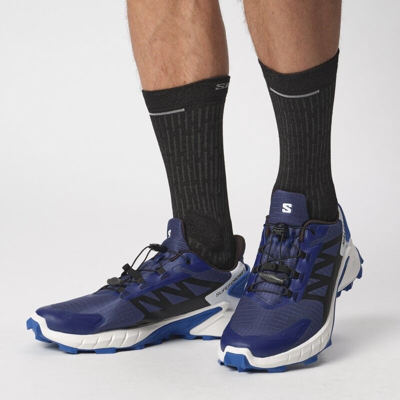 Salomon Herren Trailrunningschuhe SHOES SUPERCROSS 4 - Blauer Druck/Schwarz/Lapisblau