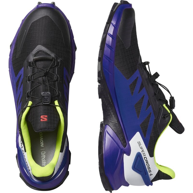 Salomon Herren Trailrunningschuhe SHOES SUPERCROSS 4 GTX - Schwarz/Surf the Web/Sicherheitsgelb