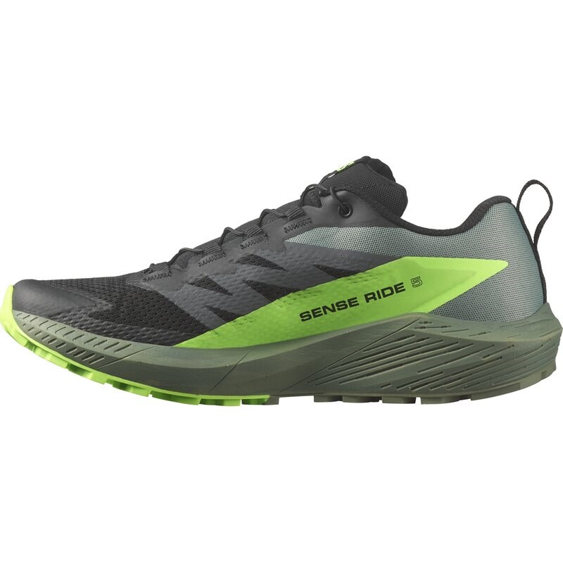 Salomon Herren Trailrunningschuhe SHOES SENSE RIDE 5 - Schwarz/Lorbeerkranz/Grüner Gecko