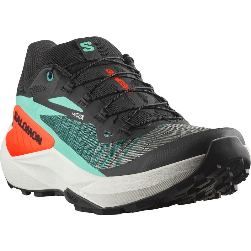 Salomon Herren Trailrunningschuhe SHOES GENESIS - Schwarz/Elektrisches Grün/Kirschtomate