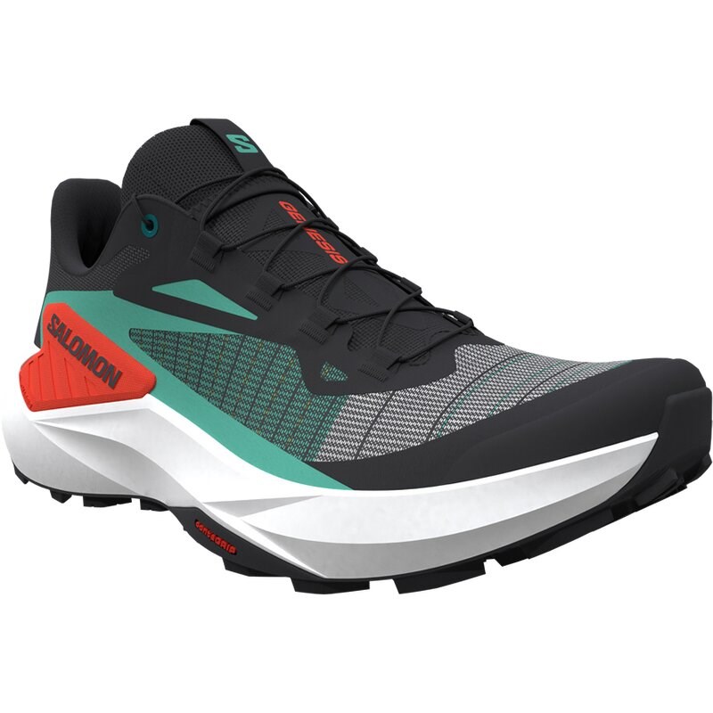 Salomon Herren Trailrunningschuhe SHOES GENESIS - Schwarz/Elektrisches Grün/Kirschtomate